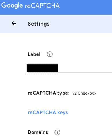 Die Key-Einstellungen bei Google reCaptcha