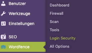 Login Security von Wordfence im WordPress-Admin-Dashboard