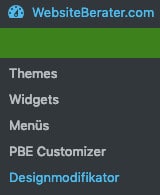 Der WordPress Theme Customizer im oberen Menü einer WordPress Website