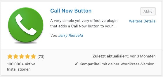 Das WordPress-Plugin Call Now Button