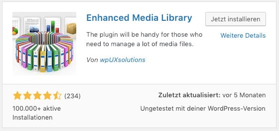 Das WordPress-Plugin Enhanced Media Library