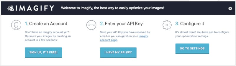 Einrichtung des WordPress-Optimierungs-Plugins Imagify: Legen Sie einen Account an oder geben Sie Ihren API-Schlüssel ein