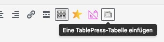 Eine TablePress-Tabelle im WordPress Classic Editor über einen Button in der Werkzeugleiste einfügen