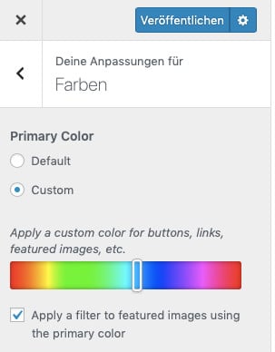 Der WordPress Theme Customizer: Einstellungen für Farben in Twenty Nineteen