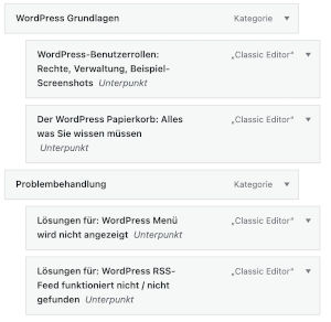 Untermenüpunkte in WordPress werden nicht angezeigt